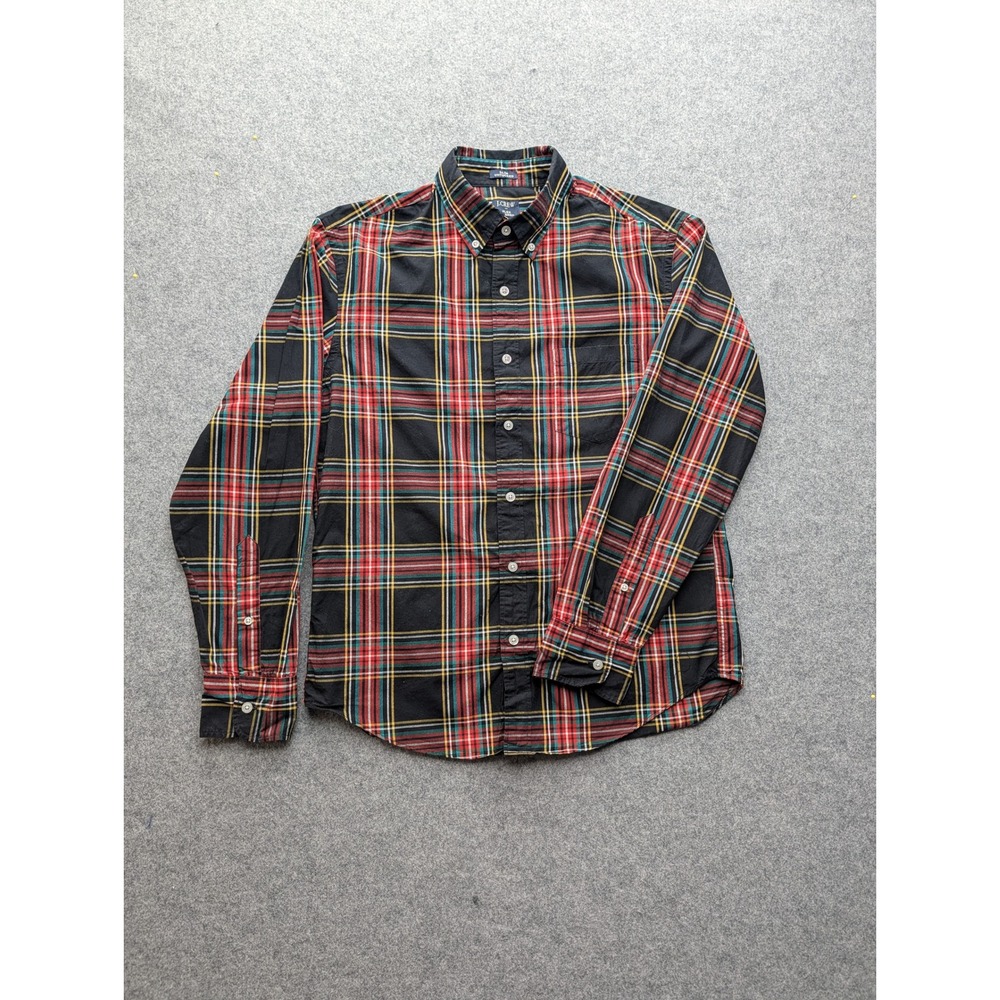 J.Crew Shirt Mens Medium Slim Untucked Flex Washed Black Plaid Button Down Shirt